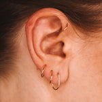 Helix - Boucles d'oreilles puces demi rondes diamantees or ou argent 