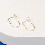 Helix - Boucles d'oreilles puces demi rondes diamantees or ou argent 