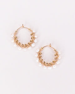 Liamone blanc - Grandes boucles d'oreilles creoles tissees perles de culture or ou argent 