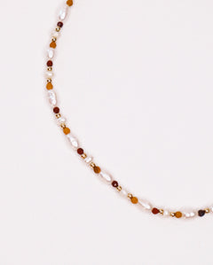 Lido - collier femme ras de cou perles de culture or argent jaspe 