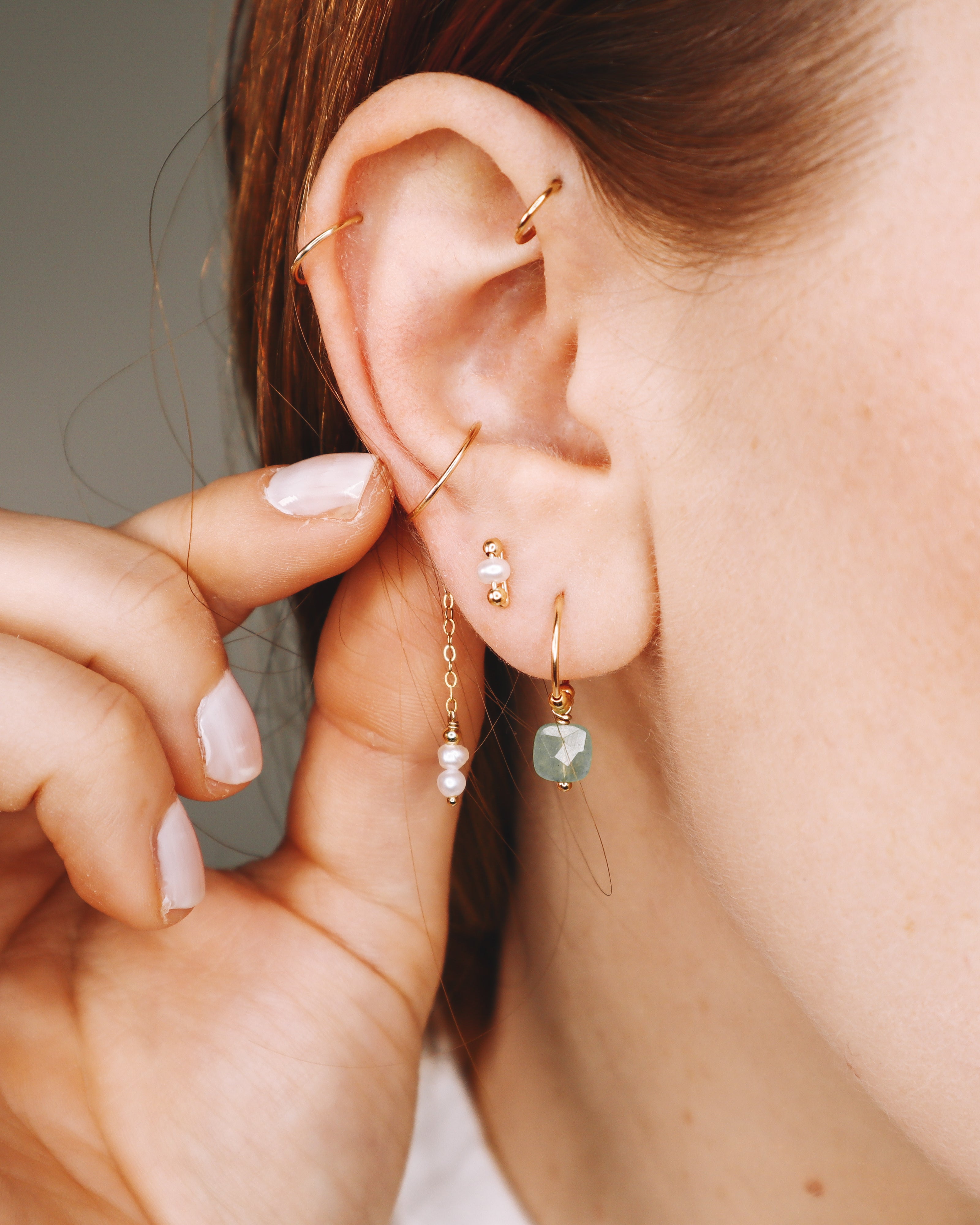 Loire blanc - Boucles d'oreilles puces perle de culture or ou argent 