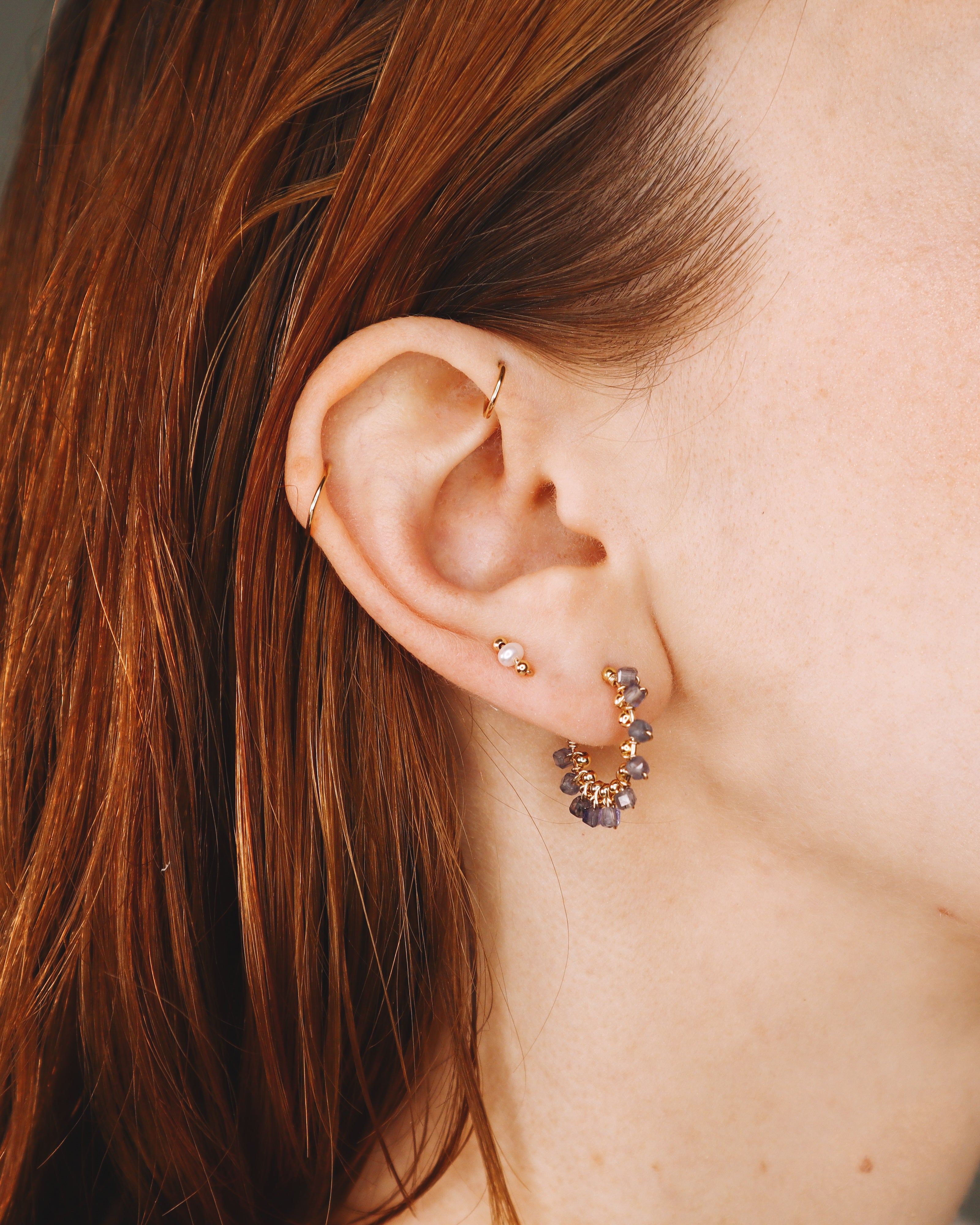 Loire blanc - Boucles d'oreilles puces perle de culture or ou argent 