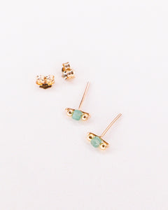 Loire vert - Boucles d'oreilles puces aventurine verte or ou argent 