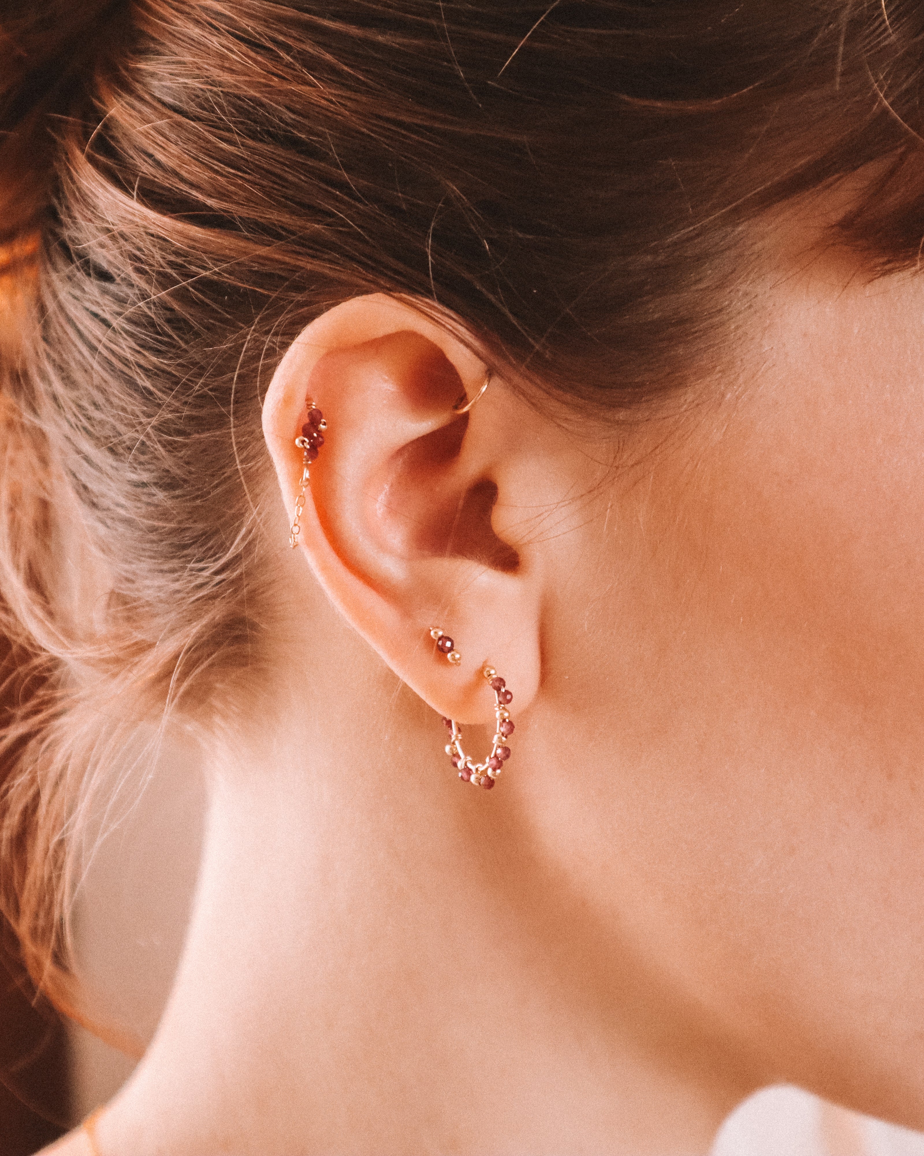 Love - Boucles d'oreilles puces grenat or ou argent 
