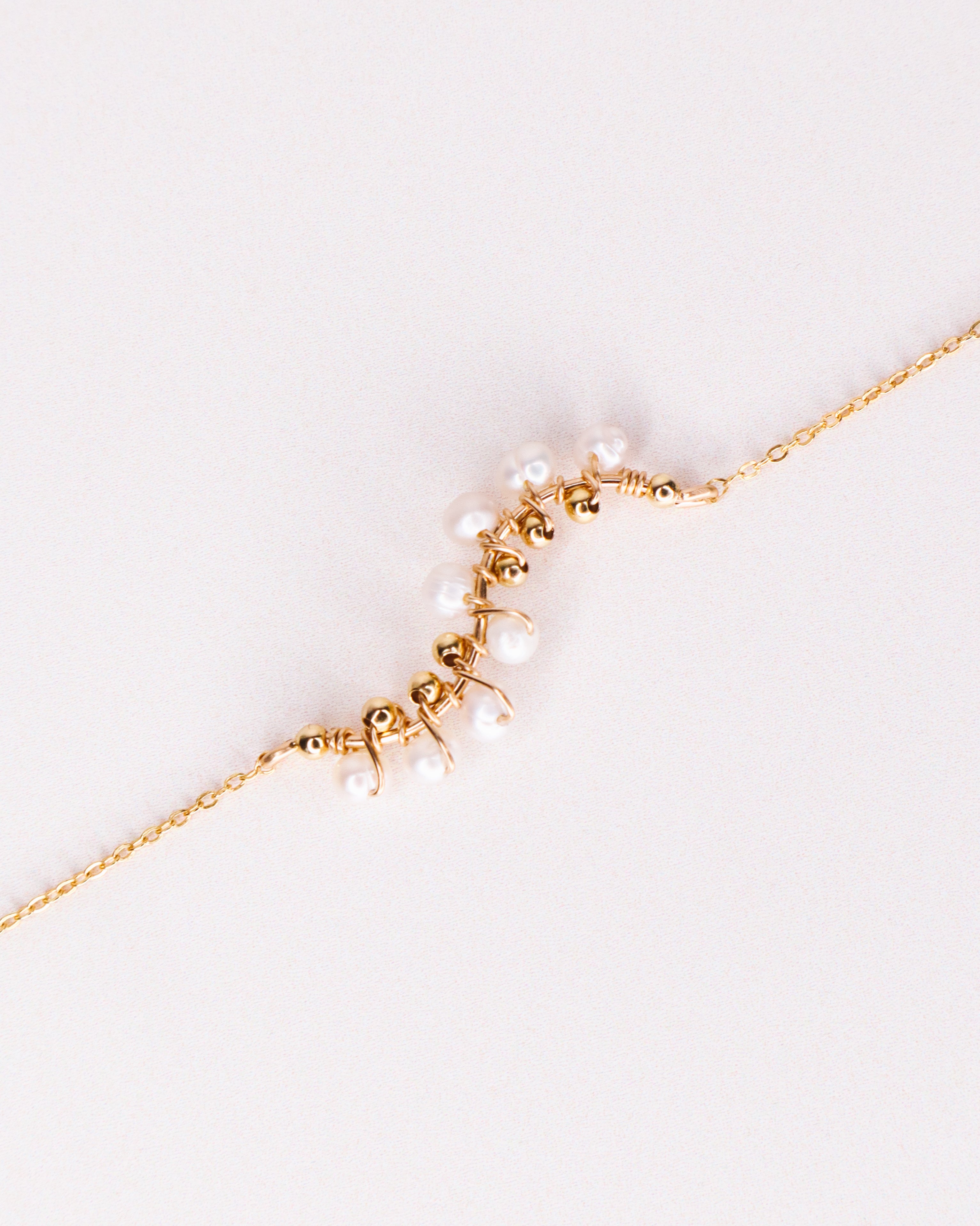 Lys blanc - Bracelet femme elegant tissage perle de culture or argent 