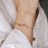 Lys blanc - Bracelet femme elegant tissage perle de culture or argent 