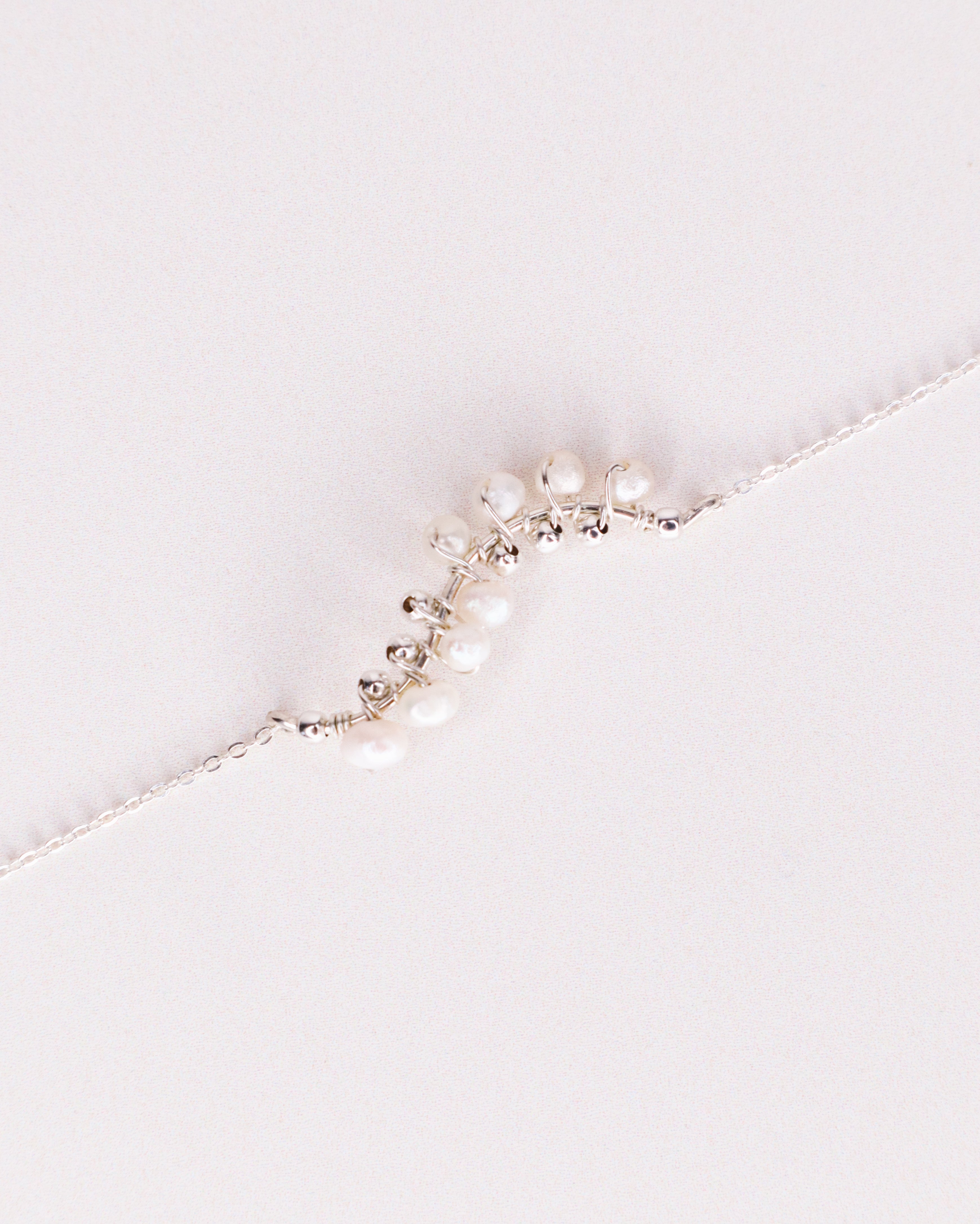 Lys blanc - Bracelet femme elegant tissage perle de culture or argent 