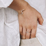 Lys blanc - Bracelet femme elegant tissage perle de culture or argent 