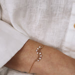 Lys blanc - Bracelet femme elegant tissage perle de culture or argent 
