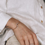 Lys blanc - Bracelet femme elegant tissage perle de culture or argent 
