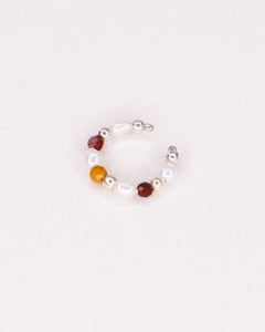 Maria - Faux piercing boucle d'oreille perle de culture jaspe or argent 