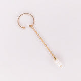 Orne blanc - faux piercing boucle d'oreille chaine perle de culture or argent 