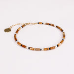 Oudis marron - bracelet perles homme jaspe paysage marron or argent 