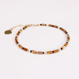 Oudis marron - bracelet perles homme jaspe paysage marron or argent 