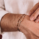 Oudis marron - bracelet perles homme jaspe paysage marron or argent 