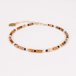 Oudis marron - bracelet perles homme jaspe paysage marron or argent 