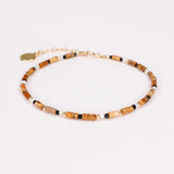 Oudis marron - bracelet perles homme jaspe paysage marron or argent 