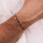 Oudis marron - bracelet perles homme jaspe paysage marron or argent 