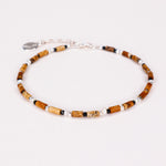 Oudis marron - bracelet perles homme jaspe paysage marron or argent 