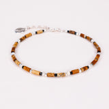 Oudis marron - bracelet perles homme jaspe paysage marron or argent 