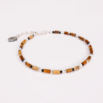 Oudis marron - bracelet perles homme jaspe paysage marron or argent 