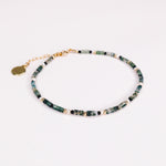 Oudis vert - bracelet pierres homme agate mousse vert or argent 