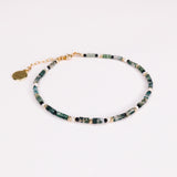 Oudis vert - bracelet pierres homme agate mousse vert or argent 