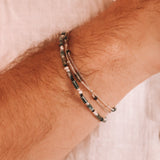 Oudis vert - bracelet pierres homme agate mousse vert or argent 