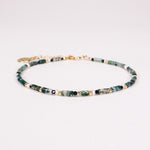 Oudis vert - bracelet pierres homme agate mousse vert or argent 