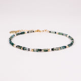 Oudis vert - bracelet pierres homme agate mousse vert or argent 
