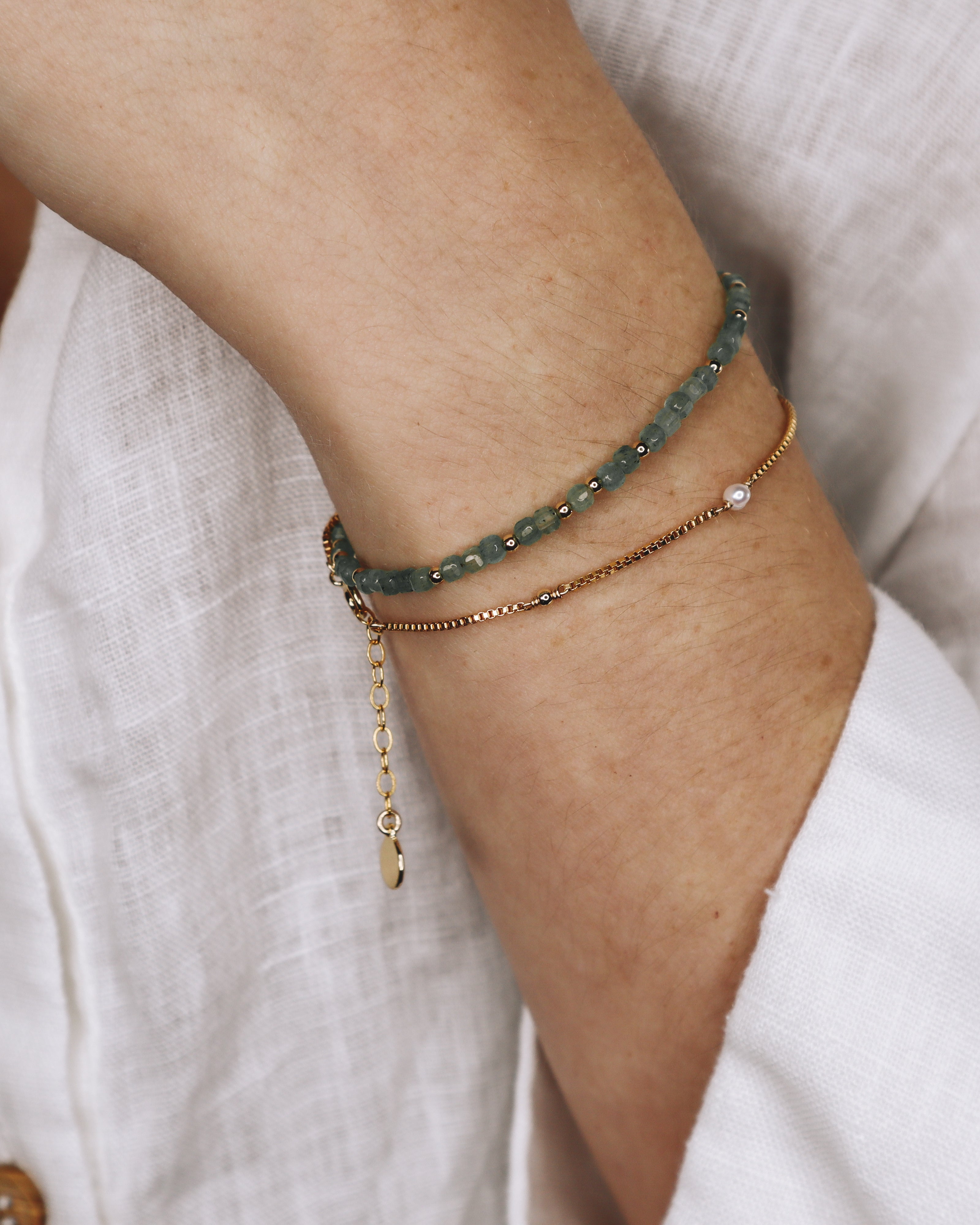 Ource vert - bracelet femme pierres aventurine verte or ou argent 