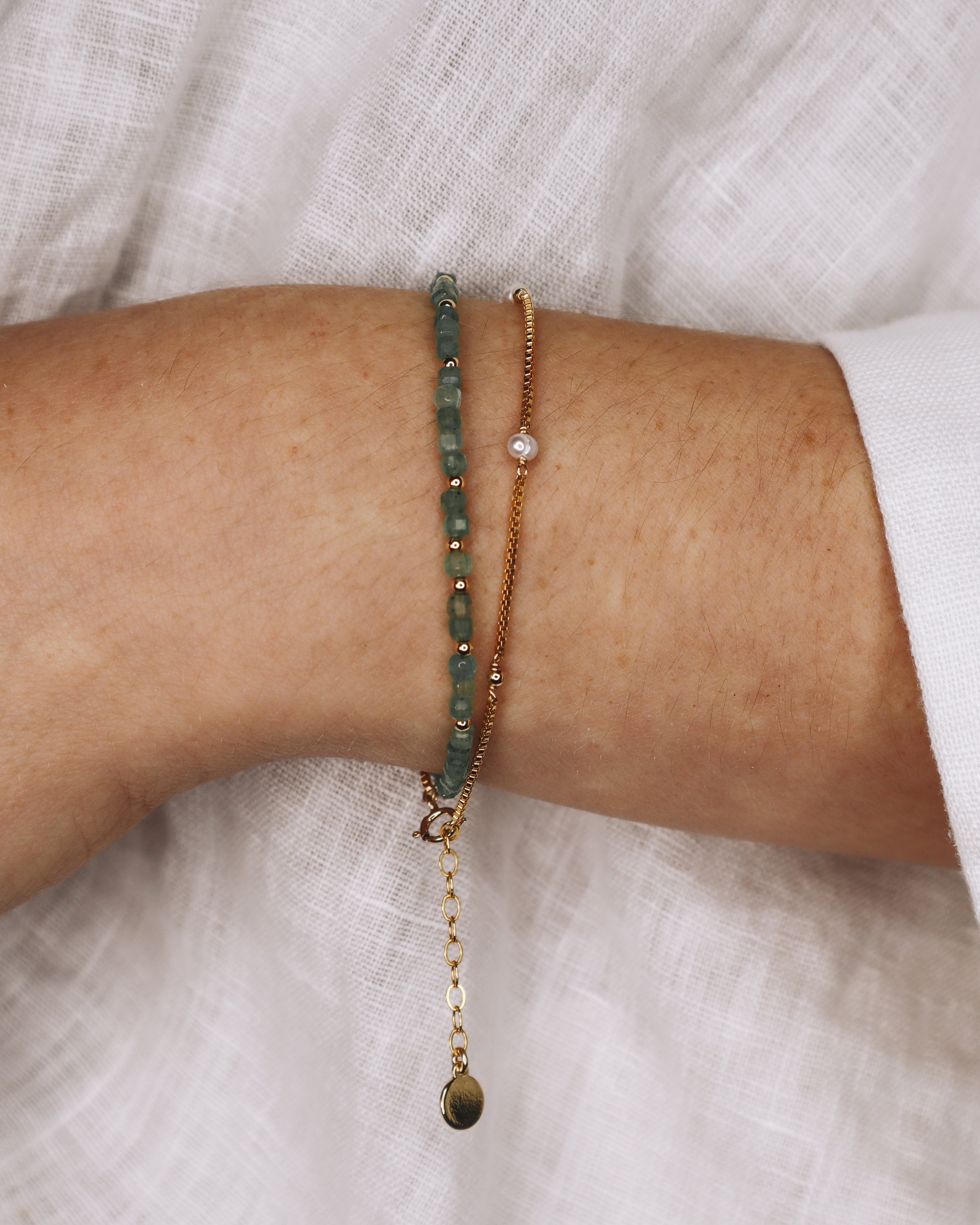 Ource vert - bracelet femme pierres aventurine verte or ou argent 