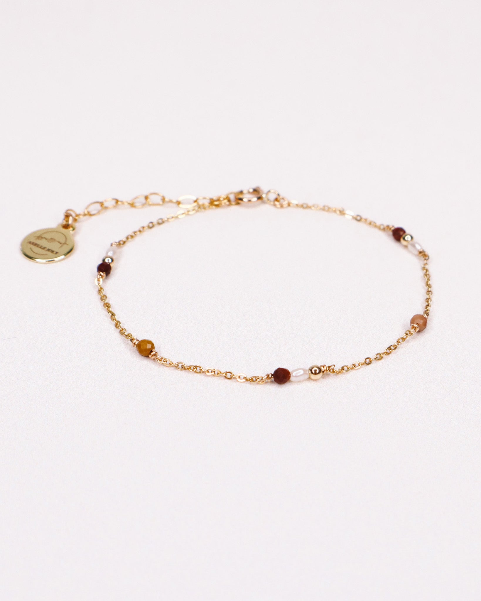 Pesaro - Bracelet femme chaine incrusté perle de culture jaspe mokaite 