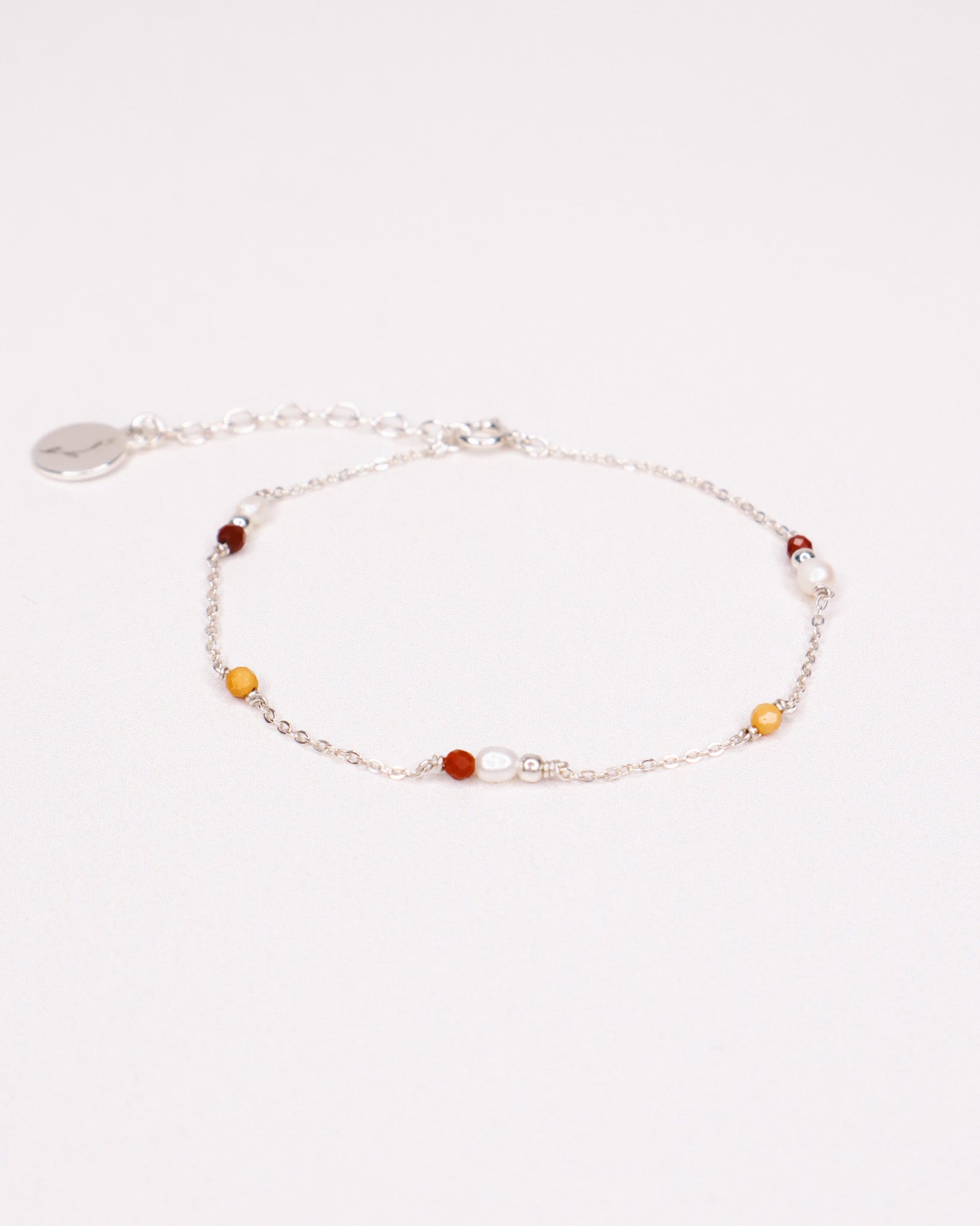 Pesaro - Bracelet femme chaine incrusté perle de culture jaspe mokaite 