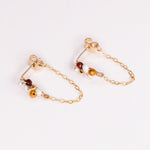 Ravia rouge - Boucles d'oreilles puces chainettes jaspe rouge perle de culture or ou argent 
