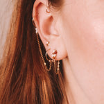 Ravia rouge - Boucles d'oreilles puces chainettes jaspe rouge perle de culture or ou argent 