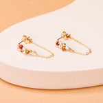 Ravia rouge - Boucles d'oreilles puces chainettes jaspe rouge perle de culture or ou argent 