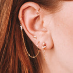 Ravia rouge - Boucles d'oreilles puces chainettes jaspe rouge perle de culture or ou argent 