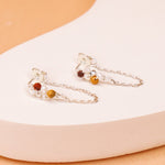 Ravia rouge - Boucles d'oreilles puces chainettes jaspe rouge perle de culture or ou argent 