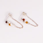 Ravia rouge - Boucles d'oreilles puces chainettes jaspe rouge perle de culture or ou argent 