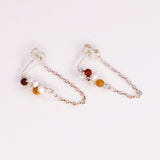 Ravia rouge - Boucles d'oreilles puces chainettes jaspe rouge perle de culture or ou argent 