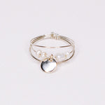Rosa - Bague multirangs avec sequin mobile perle de culture blanche or ou argent 