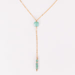 Salat - collier cravate pendant pierres vertes aventurine or ou argent