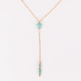 Salat - collier cravate pendant pierres vertes aventurine or ou argent