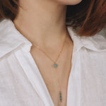 Salat - collier cravate pendant pierres vertes aventurine or ou argent