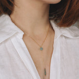 Salat - collier cravate pendant pierres vertes aventurine or ou argent