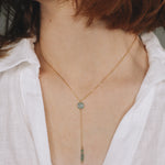 Salat - collier cravate pendant pierres vertes aventurine or ou argent