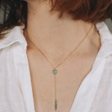 Salat - collier cravate pendant pierres vertes aventurine or ou argent