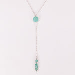 Salat - collier cravate pendant pierres vertes aventurine or ou argent