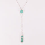 Salat - collier cravate pendant pierres vertes aventurine or ou argent